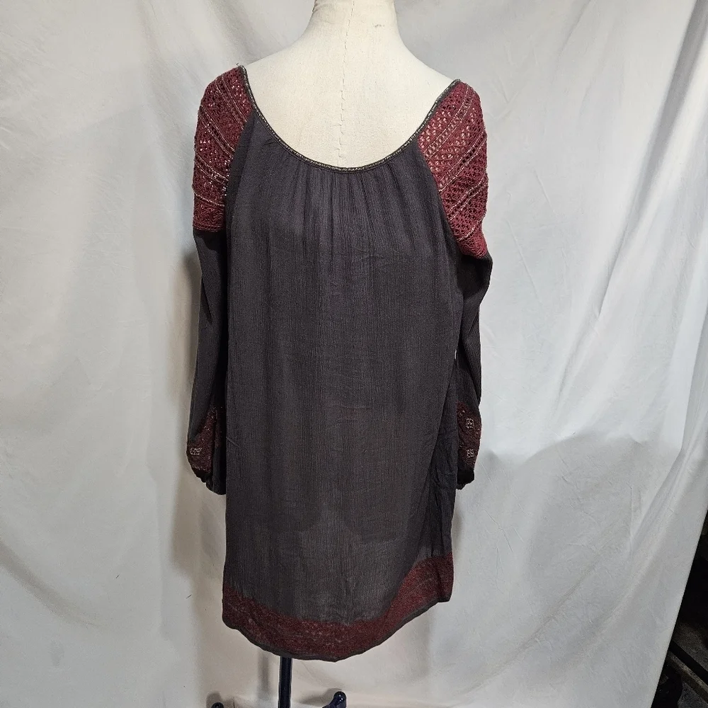 Free People Oversized Boho Crochet Lace Tunic Dress Medium GB975119105